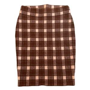 Akris Punto Womens Purple Pink Plaid Pencil Stretch Skirt Size 2 Wool Cashmere